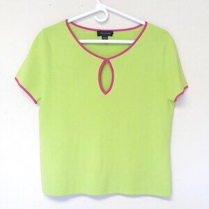 New without tags Cable and Gauge neon lime green and hot pink keyhole top size L